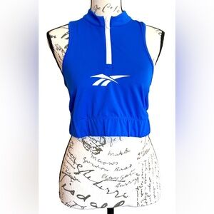 Blue Reebok Classic Vector Sports Bra Top Zipper Lost & Found Collection NWT